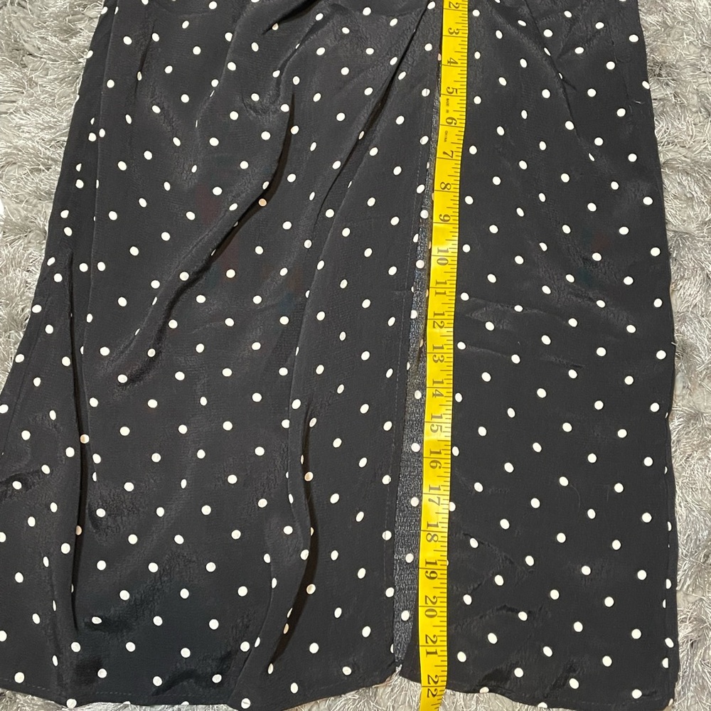 New H&M Black and White Polka Dot Puff Sleeve Crepe V Neck Dress Size L - Picture 8 of 16